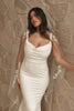 Fitted ivory crepe wedding gown
