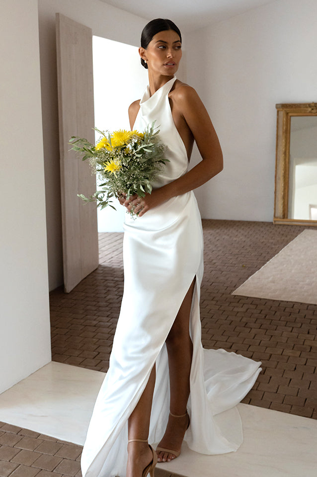 Goldie  Ivory Satin Wedding Dress – Grace Loves Lace CA