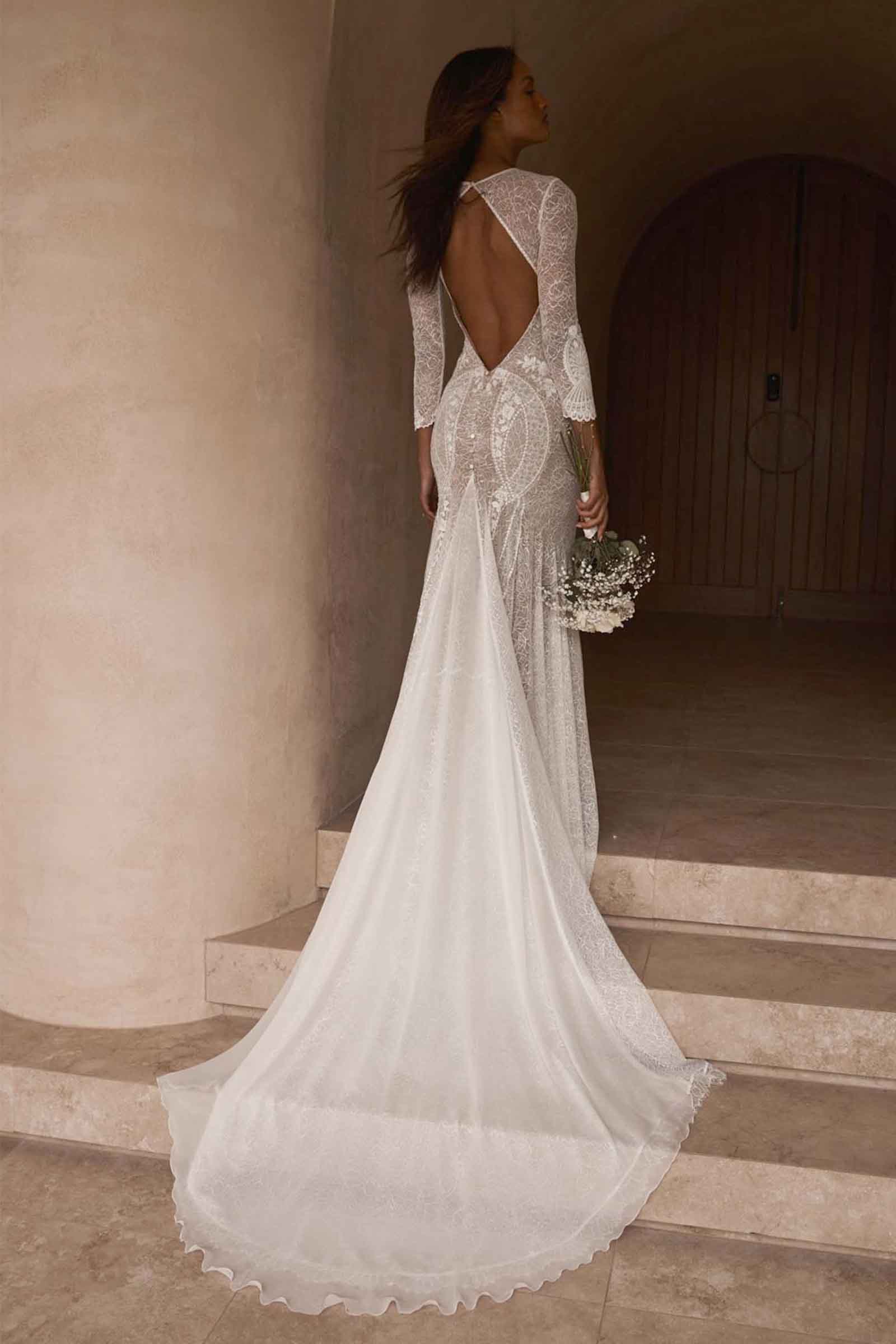 Backless Wedding Dress, Lace Wedding Dress, Sexy Wedding Dress, Open Back Wedding  Dress, Wedding Dress With Long Sleeves -  Canada