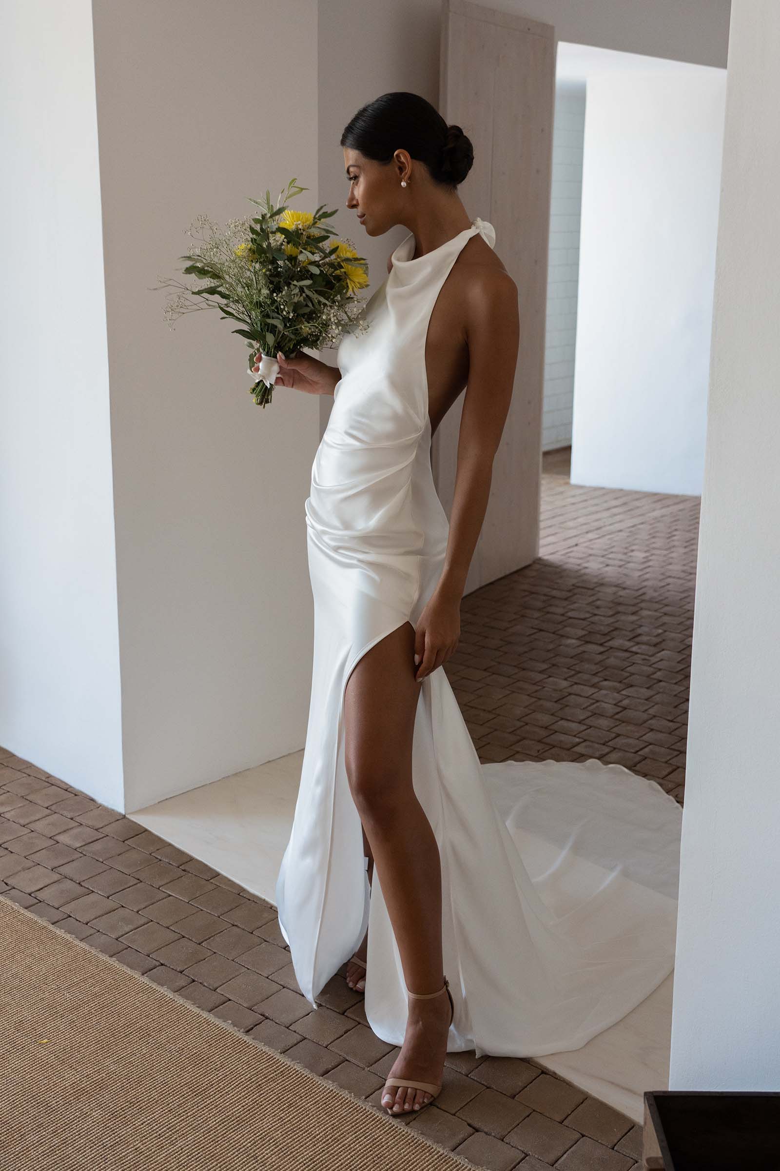 Goldie  Ivory Satin Wedding Dress – Grace Loves Lace US