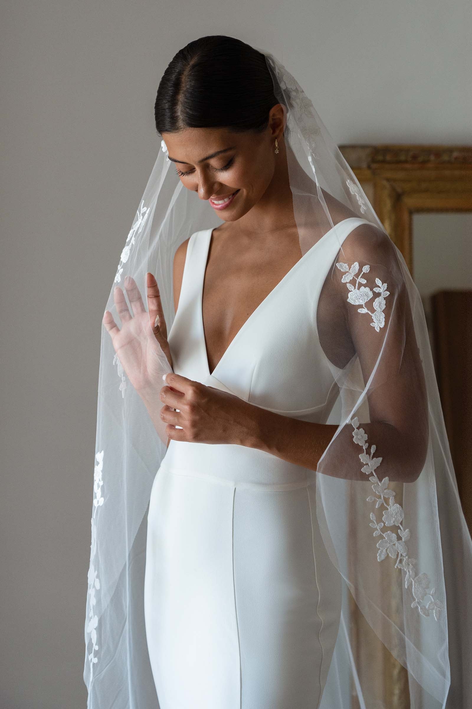 lace v neck wedding dress Jones