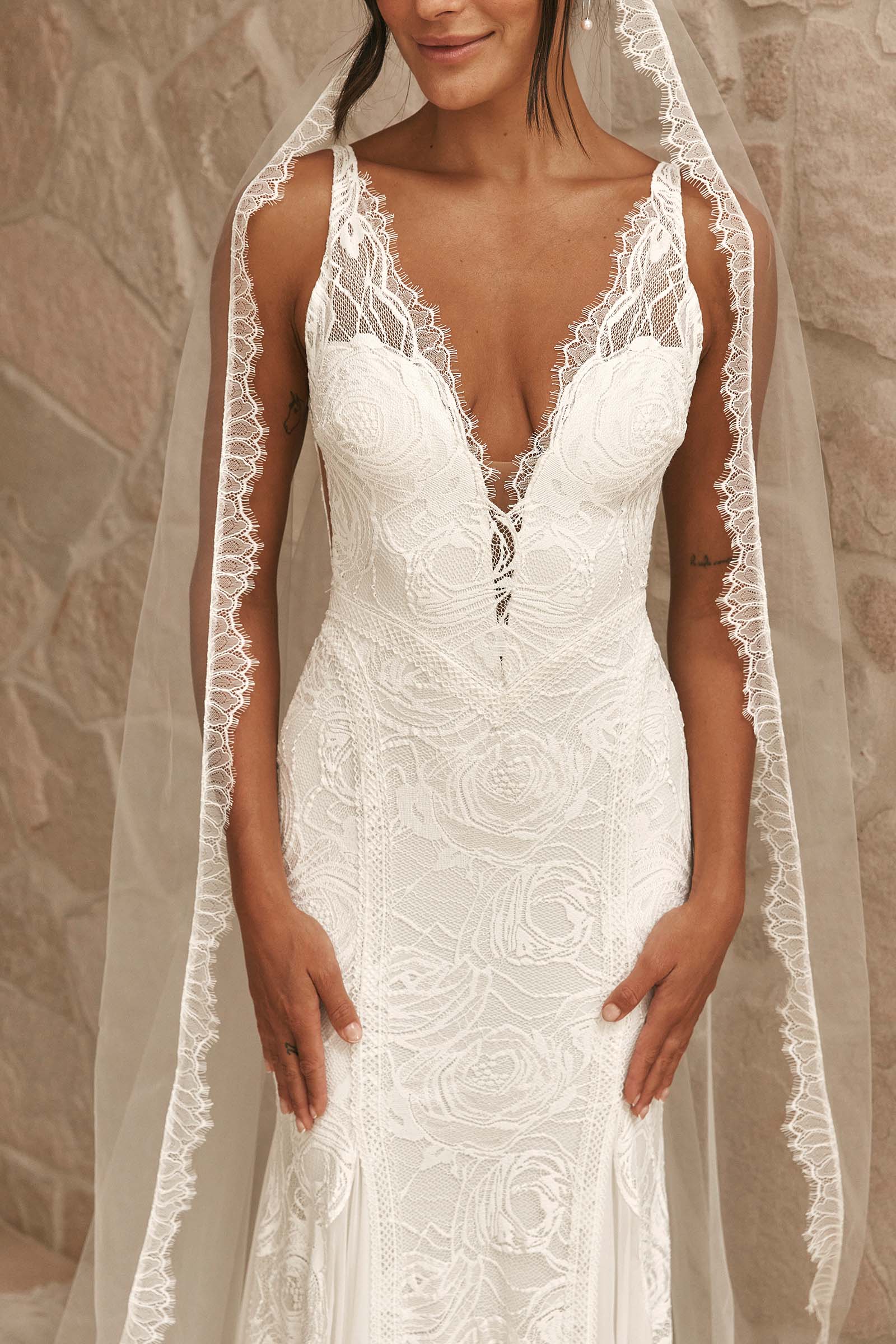 what veil to wear with a lace dress Is a Lace Dress with a Lace Veil too Much? One Blushing Bride Custom Wedding Veils