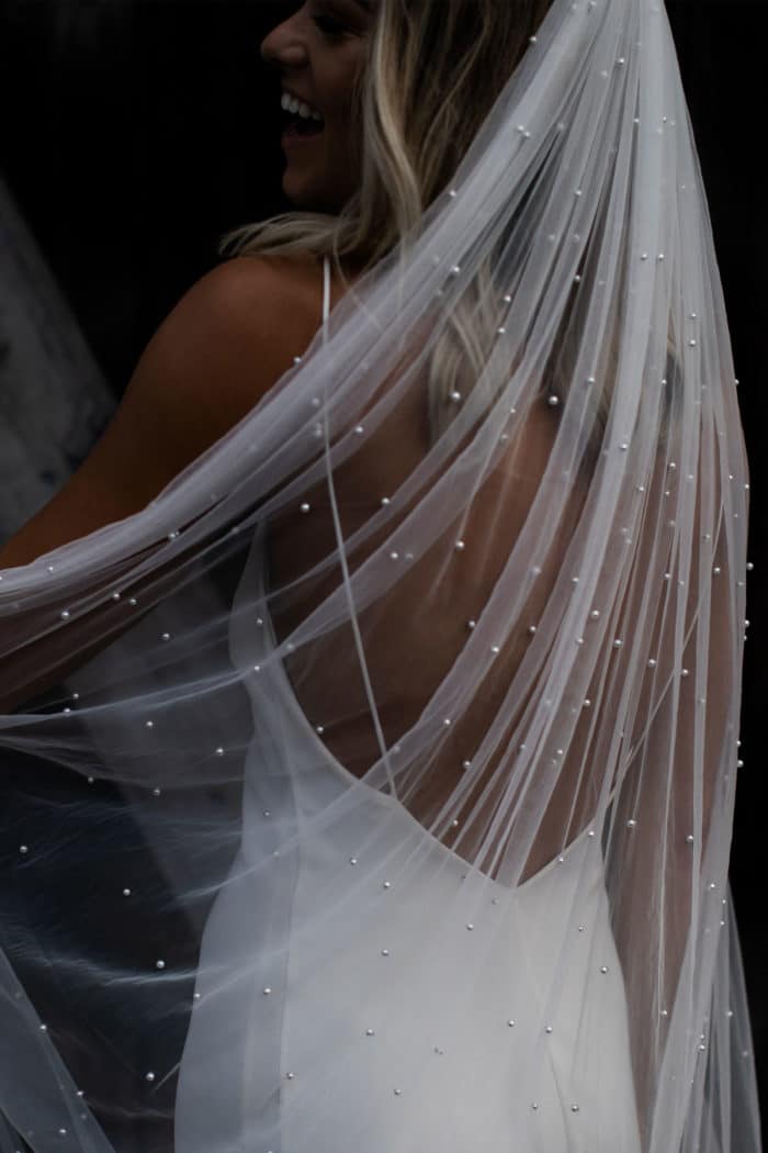 Pearly Long Veil  Pearl Bridal Veil – Grace Loves Lace CA