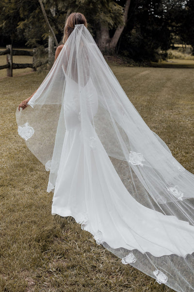 Fleur | Rose Embroidered Tulle Veil – Grace Loves Lace US