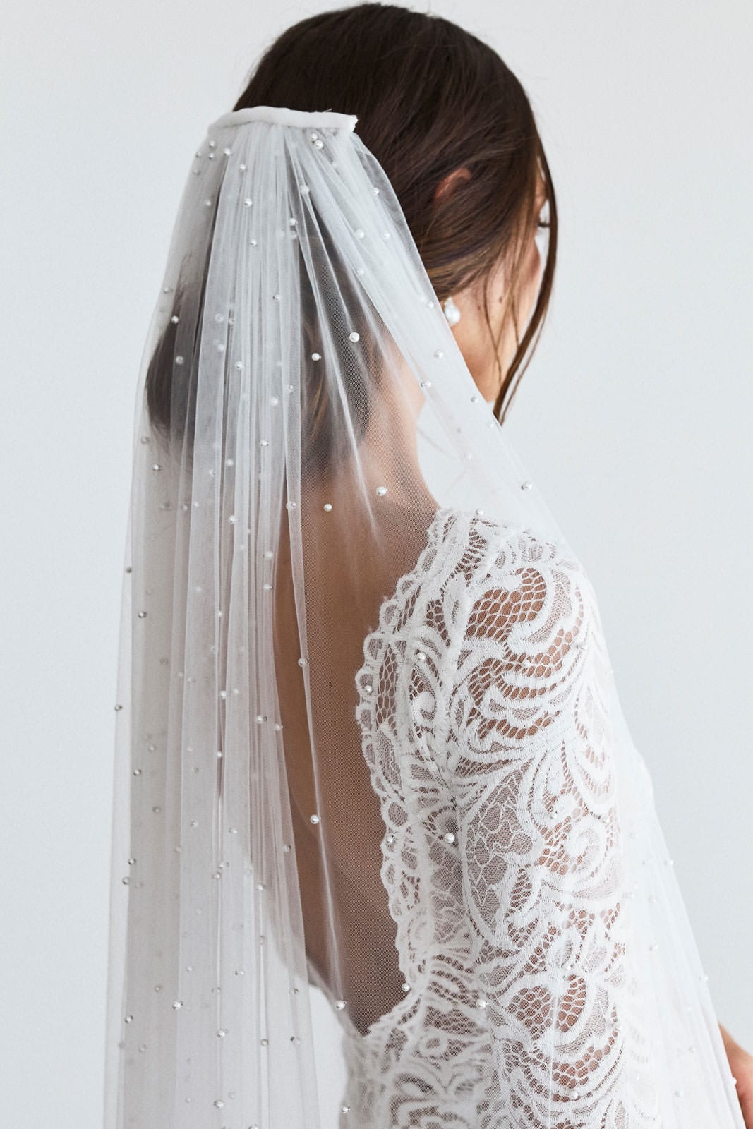 Passat Pearl Bridal Veil for Wedding Pearl Cathedral Bridal Veils Long Pearl Wedding Veils for Brides Ivory