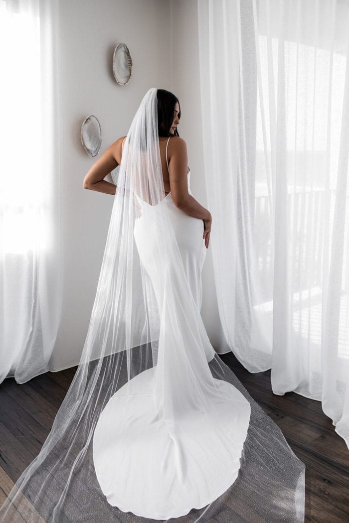 Glitter Wedding Veil, Sparkle Tulle Bridal Veil, Cathedral Shimmer