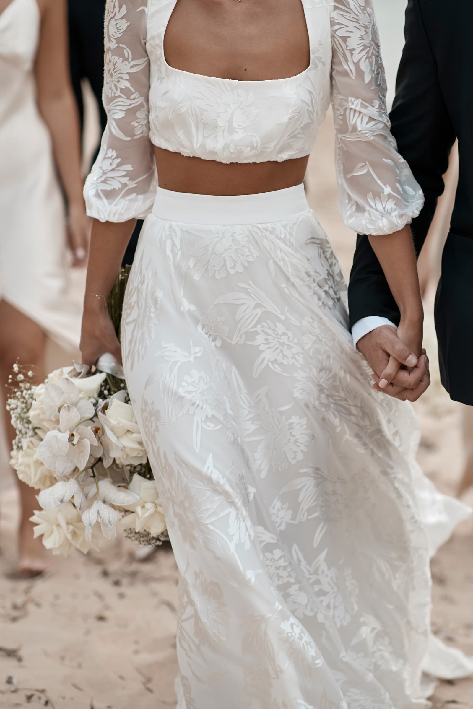 Two Piece Bohemian Silk Wedding Dress Boho Beach Ivory XXL Behati by Grace Loves Lace