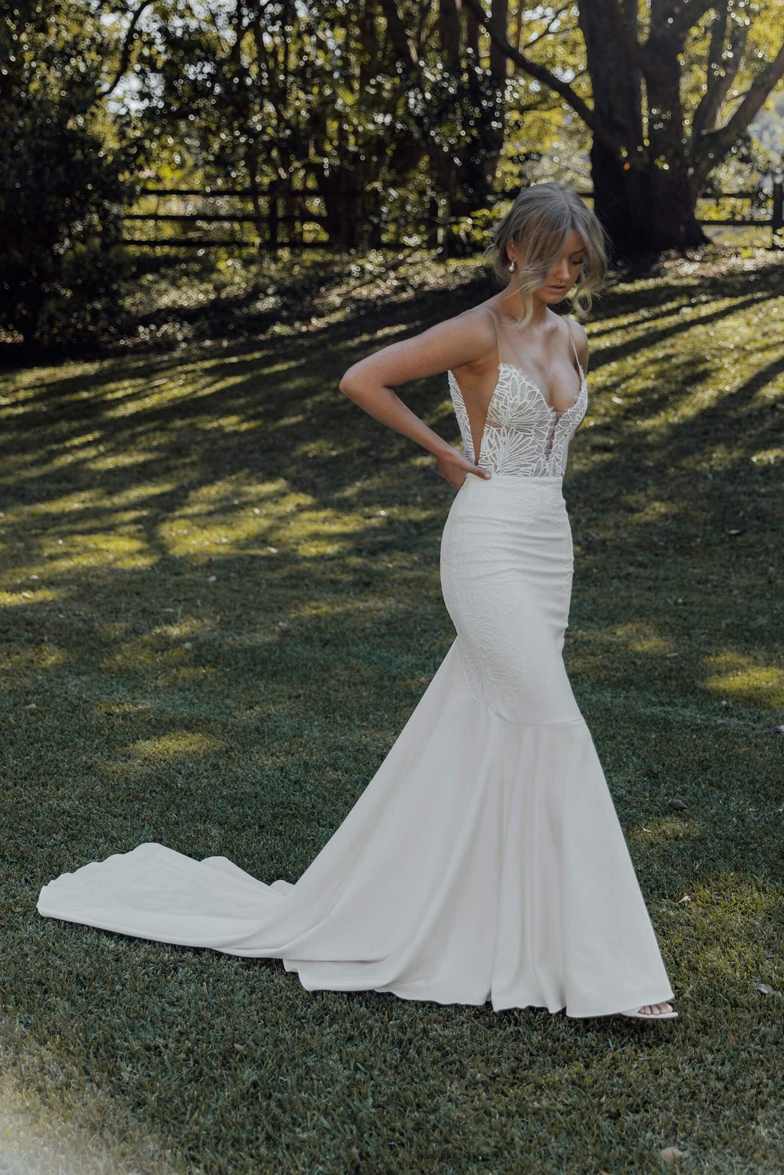 Grace  Crepe Fit & Flare Wedding Dress – Grace Loves Lace AU