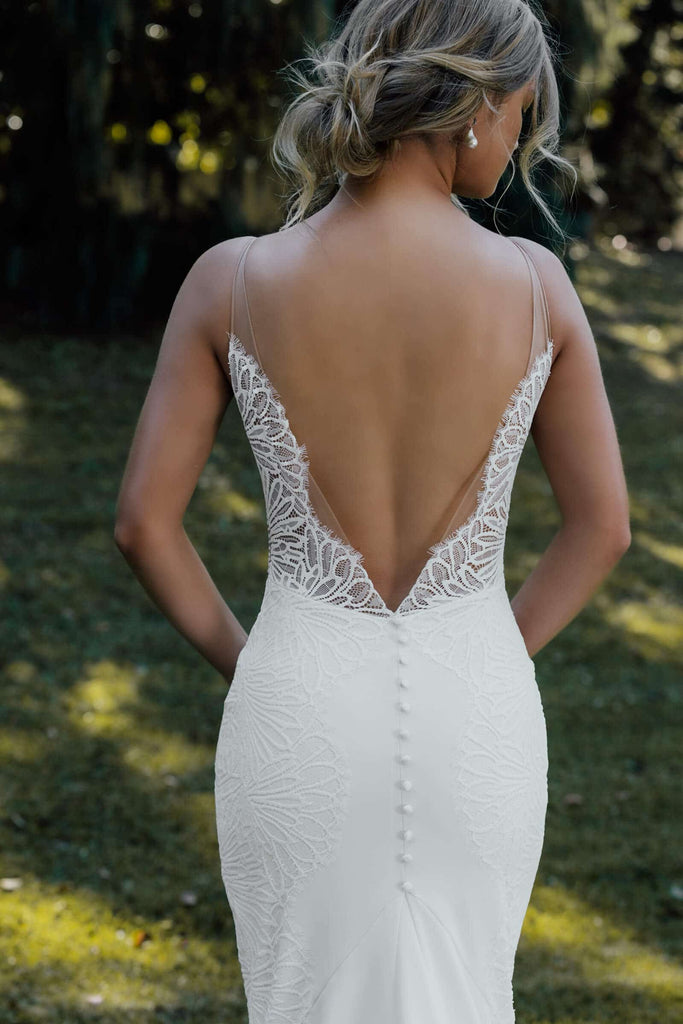 Lena Crepe Wedding Dress | Customized – Grace Loves Lace US