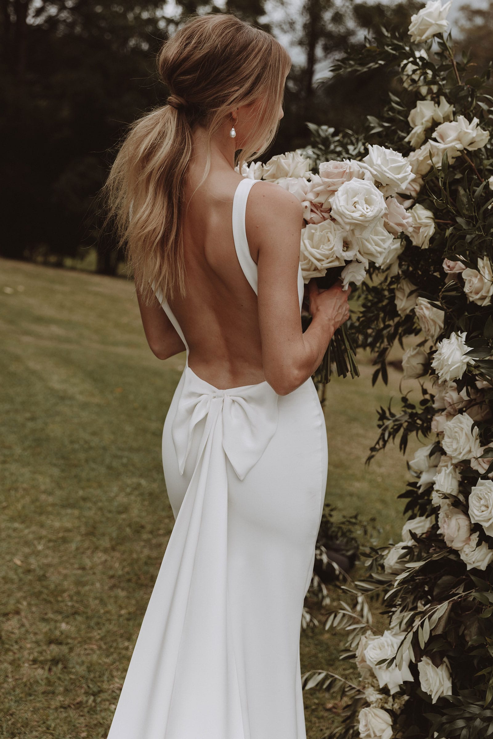 martini dress Habotai Silk in Blue creating a timeless silhouette Martini | Low Back Wedding