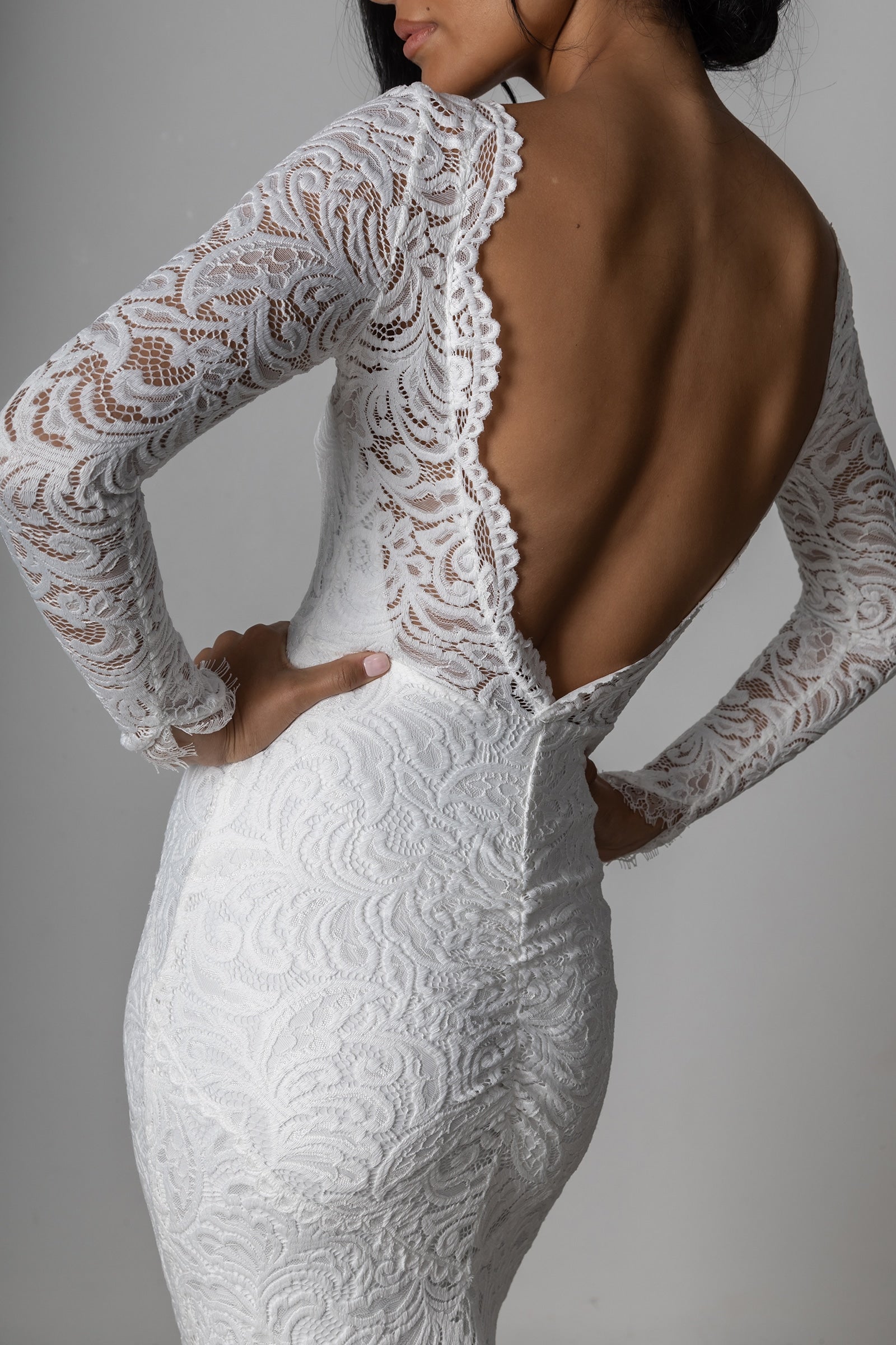 grace loves lace long sleeve dress Orla| Lace Wedding Dress L / Ivory / Chai