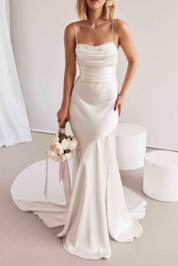 Valentina  Ivory Satin Wedding Gown – Grace Loves Lace US