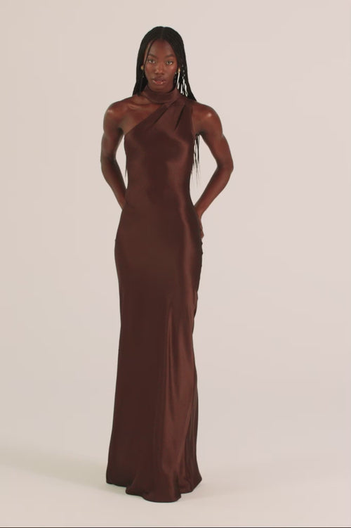 Satin Bridesmaid Dress Prom Dress Brown XXXL Billie Espresso by Grace Loves Lace