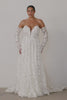 Video of a strapless lace wedding dress