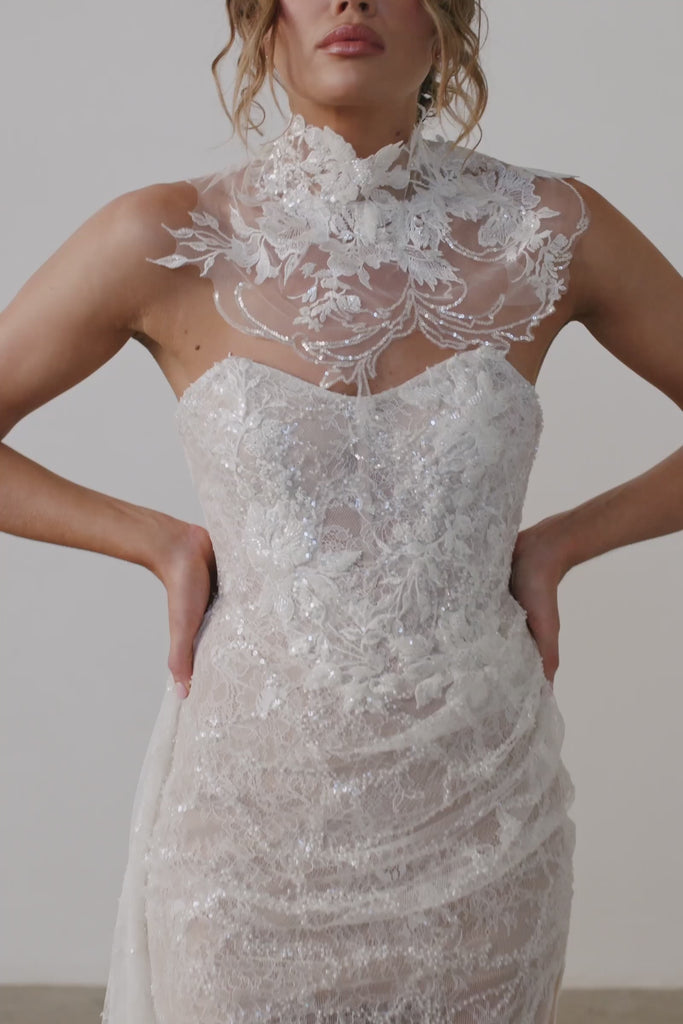 Lace Bridal Neckpiece that is embellished