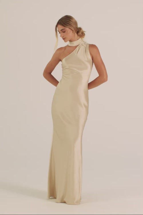 Satin Bridesmaid Dress Prom Dress Champagne L Billie Champagne by Grace Loves Lace