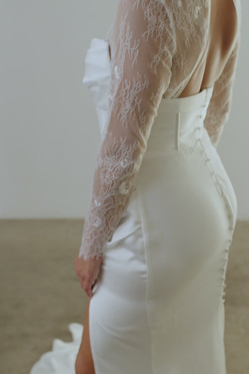 Bridal Bodysuit Chantilly Lace Long Sleeve Ivory Lace XXL Chantilly Bodysuit by Grace Loves Lace