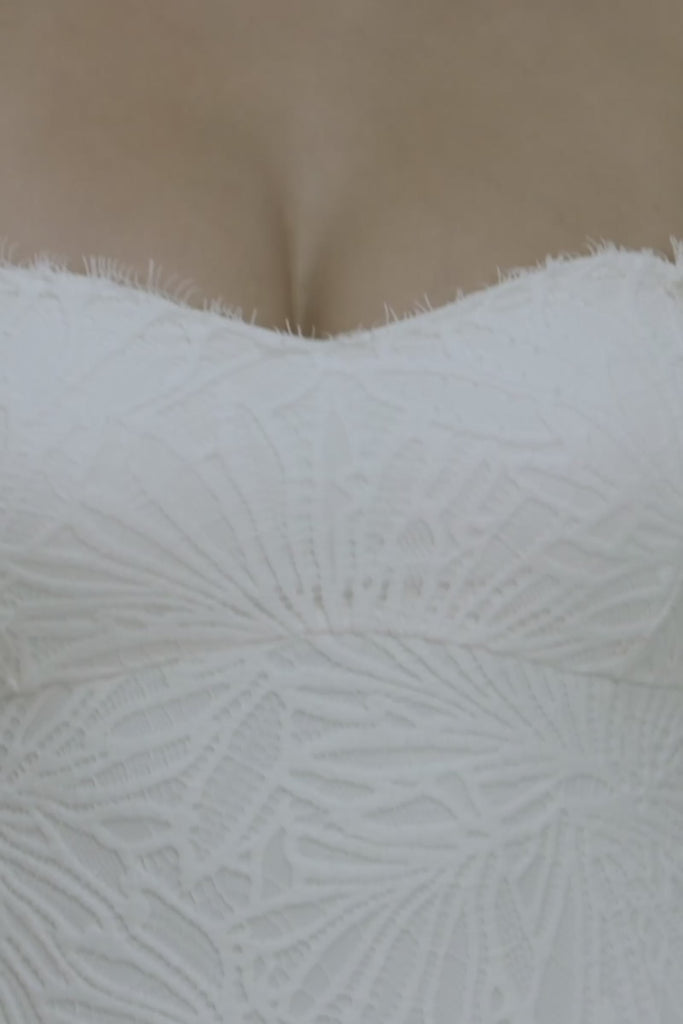 A detailed lace wedding dress