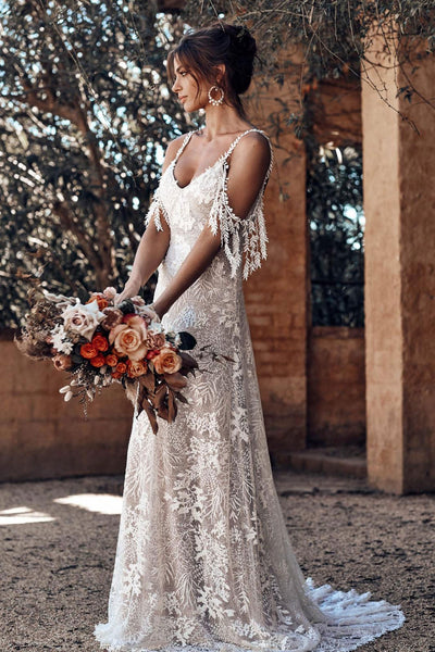The Rosemarie Boho Style Rose Lace Beach Wedding Dress :: BEST SELLER –  HeraBrides